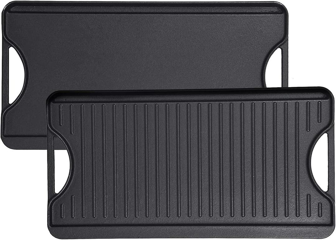 GasSaf Cast Iron Reversible Griddle With Handles, 20 Inch x 10.5 Inch Big Grill Pan For Stovetop