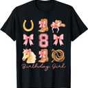 Coquette Bow 8th Birthday Girl Cowgirl 8 Year Old Western T-Shirt, Size M