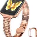 Women Metal Bands Compatible with Apple Watch Band 38mm 40mm 41mm 42mm 44mm 45mm 49mm,Stainless Steel Chain Adjustable Band for iWatch Bands Series 9 8 7 6 5 4 3 2 1 SE