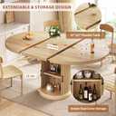 Jocoevol 4763 Extendable Round Dining Table for 48 with Dust-Proof 2-Tier Storage Shelf Space-Saving Expandable Dining Room Table Wood Oval Circle Dining Table with Pedestal Base (Natural)
