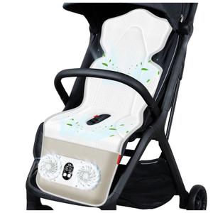 TRELC Baby Stroller Cooling Pad with 2 Fans, 3 Speeds Carseat Cooling Pad, 10000mA Rechargeable Battery, Breathable & Washable Cooling Cushion Liners for Stroller Crib Summer Baby Essentials
