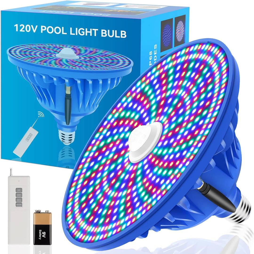 CEDIO Pool Lights for Inground Pool, 120V 90W Led Pool Light Bulb for Inground Pool, Color Changing Underwater Pool Light with Remote Control, E26/E27 Replacement (Blue)