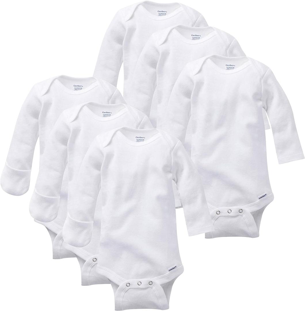 Gerber unisex-baby, Multi-pack Long-sleeve Onesies Bodysuit Mitten Cuff Sizes (0-3 Months)