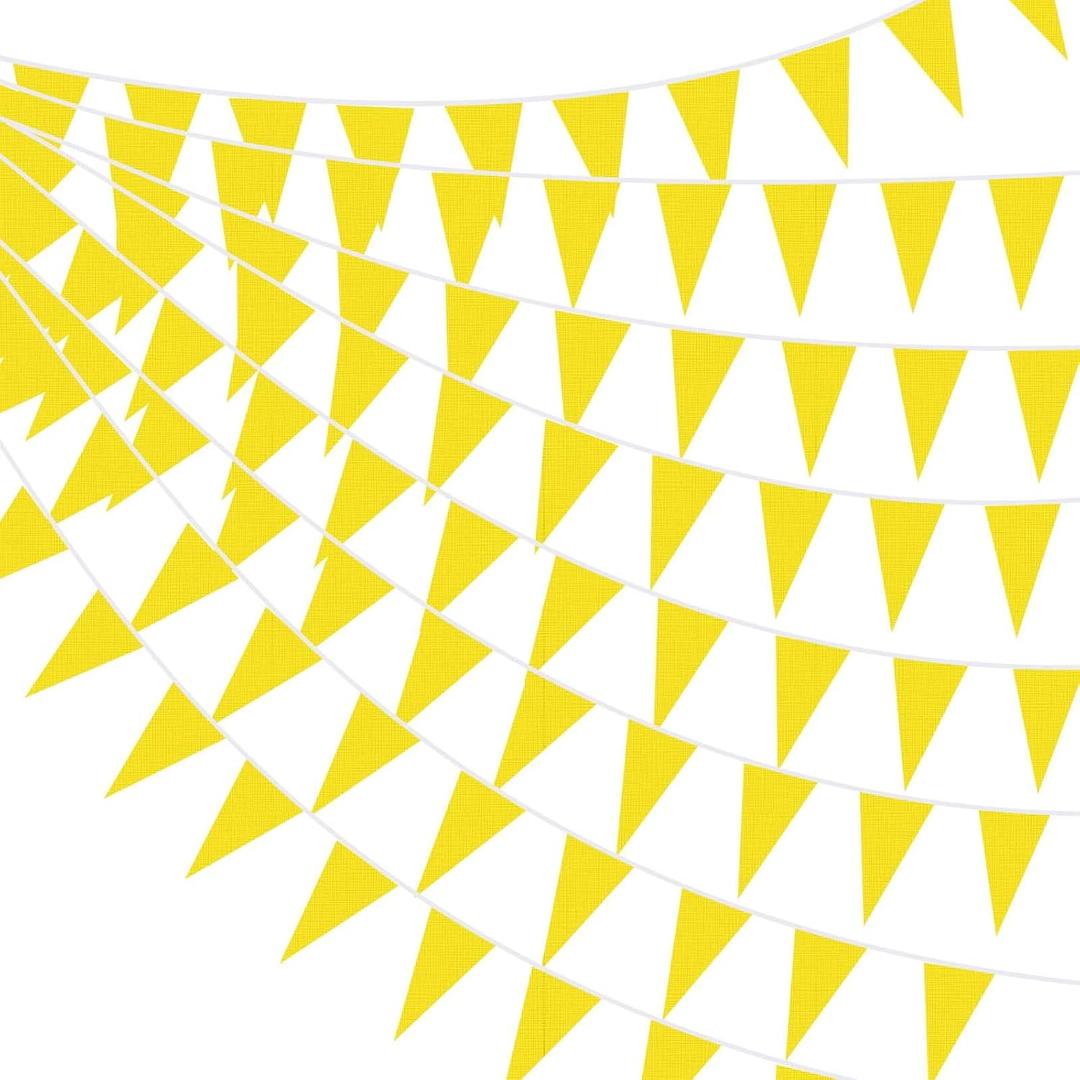 Tatuo 820 ft 500 Pcs Pennant Banner Flag String Hanging Triangle Bunting Flag for Carnival Party Outdoor Events Birthday Classroom Decoration(Yellow)