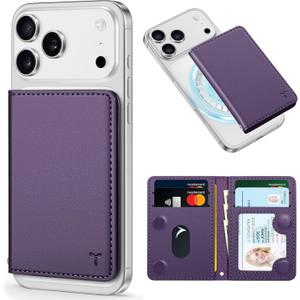 TUCCH for Magsafe Wallet with 6 Card Holders, RFID Blocking [Clear ID Window] PU Leather Men Women Folio Magnetic Phone Wallet for iPhone 17/16/15/14/13/12/Plus/Air/Pro/Pro Max Series, Dark Purple