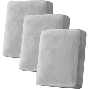 Couch Cover Stretch Velvet Sofa Cushion Cover 3-Piece - Elastic Washable Slipcover for Seat or Backrest, Couch Seat Covers for Sofas (Light Grey)