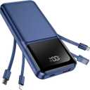 Portable Charger with Built in Cable - 20000mAh Fast Charging Slim 22.5W Power Bank USB C LED Display Battery Pack 5 Outputs & 3 Inputs for Travel Essentials iPhone Samsung Android Phones Tablets etc (Blue)