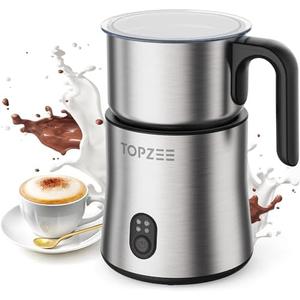 Topzee Electric Milk Frother and Steamer 4-in-1, 16.9oz/500ml Large Capacity, Frother for Coffee with Warm/Cold Foam, Warm Milk & Hot Chocolate for Latte, Cappuccino