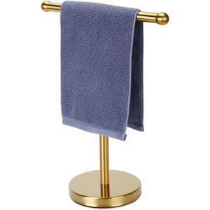 Hand Towel Holder Gold, Hand Towel Rack Stand with Heavy Weighted Base, Countertop Hand Towel Holder Stand for BathroomSUS304 Stainless Steel (Gold)