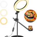 Selfie Ring Light with Stand and Phone Holder,Overhead Phone Mount with 10.5" Ring Lights,Desk Circle Lingt with Tripod Adjustable Shooting Arm for Video Recording, YouTube, TikTok, Live Streaming