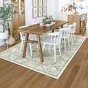 LIVEBOX Washable Area Rug 5x7 - Large Vintage Tribal Living Room Rug Vintage Non-Slip Indoor Rugs for Bedroom, Low-Pile Retro Carpet Print Distressed Accent Rugs for Nursery Entryway Office, Sage