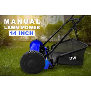 Dvi Manual Push Lawn Mower with 28L Premium Grass Catcher | 14-Inch Reel Push Grass Cutter Machine with 5-Position Height Adjustment with 5 Steel Resharpable Blades for Home, Garden and Yard.