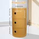 Round Bedside Table/Side Table Storage, 3 Tier
