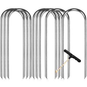 Trampoline Stakes high Wind, Heavy Duty Trampoline Anchors, Galvanized Steel Wind Stakes for Trampoline (Silver 8pcs 10inch)