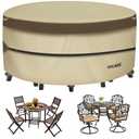 RICHIE Outdoor Patio Furniture Cover - Heavy Duty Waterproof 600D Tough Canvas Protector for Round Table Cover, All-Season Dining Table and Chair Covers (96"DIAx28"H)