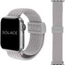 Solace Bands Imperium Adapt Wide Adjustable Nylon Braided Watch Band - Compatible with All Apple Watches - Solace Apple Watch Bands for Women & Men - Smart Watches Band Series 10 9 8 7 6 SE 5 4 3 2 1 Pearl