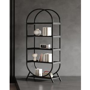Bookshelf Arched Bookcase, Industrial 5 Tier Open Book Shelves with Metal Frame, 72" Tall Freestanding Display Rack for Home Office, Living Room, Black Bookshelf Arched Bookcase, Industrial 5 Tier Open Book Shelves with Metal Frame, 72" Tall Freestanding Display Rack for Home Office, Living Room, Black