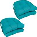 Blazing Needles Polyester 16-inch Twill Rounded Back Chair Cushion, 4 Count (Pack of 1), Aqua Blue