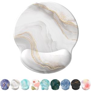 eulps Mouse Pad with Wrist Rest, Comfortable Computer Mousepad with Gel Wrist Support Smooth Surface and Non-Slip PU Base for Pain Relief, Laptop, Office & Home (White Marble)