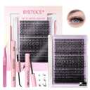 Eyelash Extension Kit 320Pcs False Eyelashes 9-16 Mix 30D-40D-50D Wispy Fluffy Faux Mink Lashes C Curl Diy Lash Extension Kit Natural Look Fake Eyelashes with Lash Bond and Seal