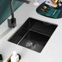 20-inch Undermount Kitchen Sink Black, T304 Stainless Steel Single Bowl Kitchen Sink Undermount, 9-inch Deep Sink Bowl Small Bar Sink, D20"xW16"xH9"