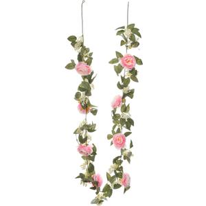 SUQ I OME 1 Pack of Artificial Rose Vine Flowers Garland Plants Fake Flower Vine for Wedding Home Garden Craft Art Decor Valentine's Day Mother's Day Party Decoratio,Pink