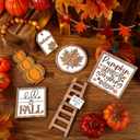 Maitys 13 Pcs Thanksgiving Tiered Tray Decor Set Thanksgiving Pumpkin Gnome Rustic Farmhouse Decoration Harvest Decor Trays Wooden Tabletop Signs for Give Thanks Home Kitchen Party(Rustic Style)