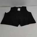 Women's Pinstripe Waistcoat Vest Elastic Waist Slim V-Neck Thin Crop Top
 L