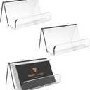 2 x Acrylic Business Card Holder for Desk, Business Card Stand Desktop Business Card Holders for ExhibitionOffice Acrylic Business Card Stand Display Capacity: 50 Cards 3 Pack