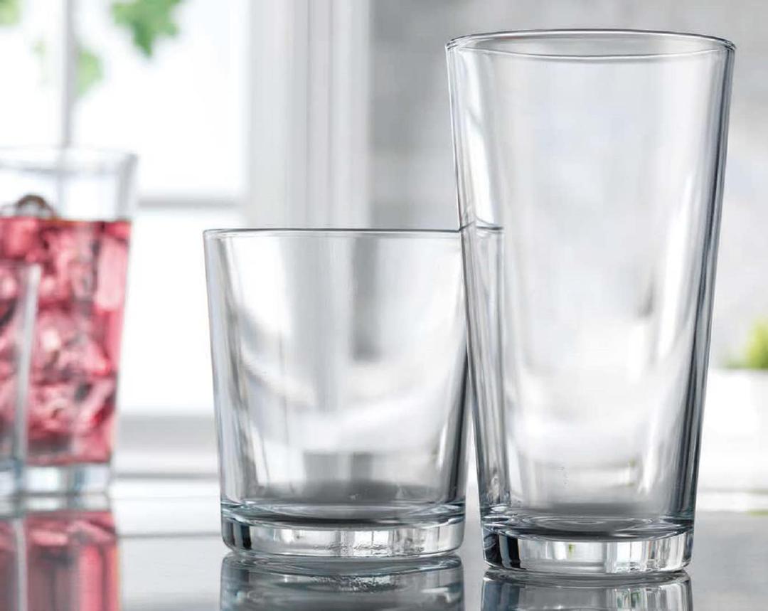 Glaver's Drinking Glasses Set of 12 Mixed Glassware Set, 8 Highballs 17 Oz., 4 Whiskey Glasses 13 Oz., Great For Cocktail Whisky and other Beverages. Dishwasher Safe.