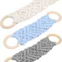 uxcell 3Pcs Kitchen Dish Towel Holder, 10"x2.4" Crochet Towel Ring with Hanging Loop for Cabinet House Oven Stove Door (Grey, Light Blue, Cream White)