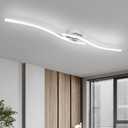 39.37Inch Linear Ceiling Light 6000K Chrome Modern Ceiling Light Fixture 28W Long Flush Mount Ceiling Lamp for Hallway, Kitchen, Bedroom, Dining Room