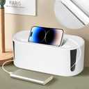 Cable Management Box,Desk Cord Organizer with Groove Cover,Plastic Cord Hider Box,Large Cable Box Organizer,Power Socket Management for TV/Computer/Router/Games Console Cable Storage (White)