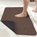 Bath Mat,Ultra Thin Bathroom Rugs,Rubber Bath Mats for Bathroom,No Slip Bath Rugs,Quick Dry,Machine Washable,Low Pile,Absorbent,Shower Outside,Sink,Home Decor Accessories.Brown,1'5"x2'3"(17x27inch)
