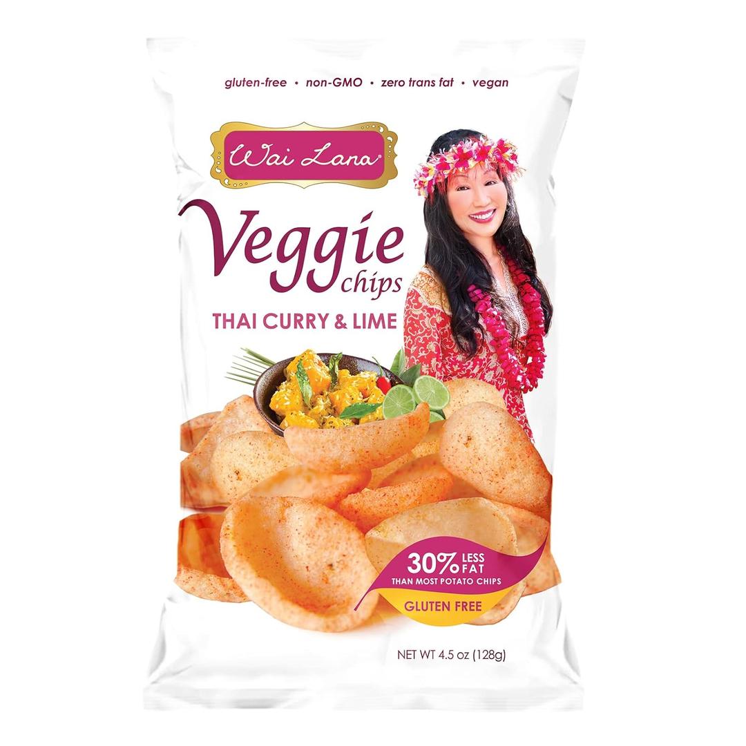 Wai Lana Veggie Chips, Thai Curry & Lime (5 Pack of 4.5 Ounce Individual Bags) - Gluten Free, Non-GMO, Vegan, Zero Trans Fats (BBD JAN 14 2026)