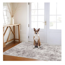 Abstract 3x5 Washable Rug: Modern Non Slip Area Rug Soft Carpet Foldable Distressed Stain Resistant Neutral Rugs for Hallway Living Room Bedroom Decor Indoor Small Farmhouse Rug 3'x5' Gray Cream