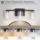 3-Light Bathroom Light Fixtures, Black Modern Vanity Lights with Clear Glass Shade, Bathroom Wall Lamp with Crystal Bubble for Mirror Kitchen Living Room Hallway, 17.91*4.72*6.30