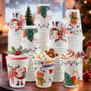 Christmas Coffee Cups 12 oz 75 Pack Corrugated Insulated Ripple Wall Disposable Paper Coffee Cups 12oz, To Go for Hot Beverage or Cold Drinks Office/Home/Cafe/Party/Travel