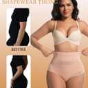 2 PCS Thong Shapewear with Tummy Control for Women, High Waisted Body Shaper Underwear Seamless Shapewear (L)