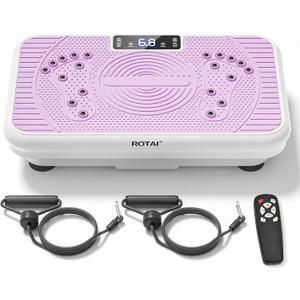 Vibration Plate, Lymphatic Drainage Massager for Circulation Boost & Recovery, Vibration Plate Exercise Machine with Remote & Loop Bands, Compact Home Fitness Platform for Shaping (Pink)