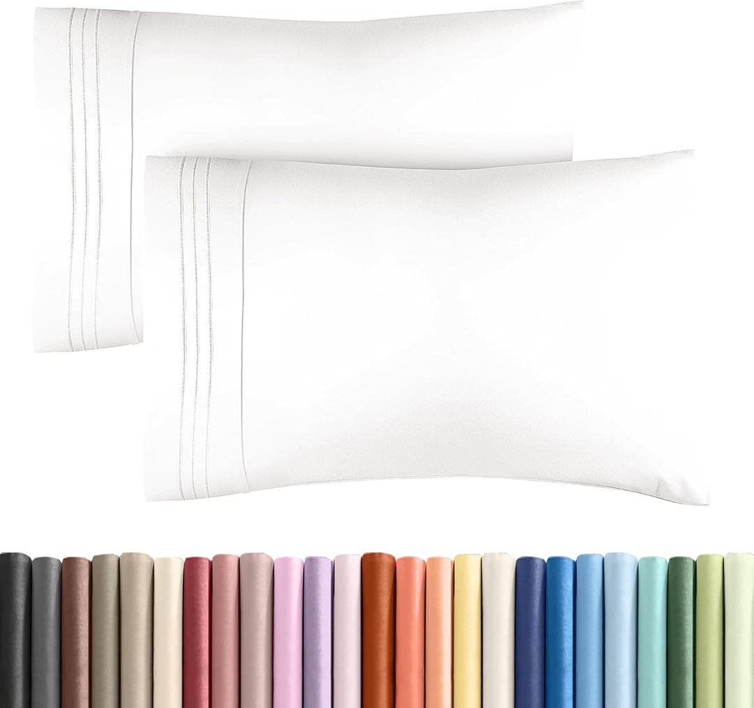 Queen Pillow Cases Set of 2 - Ultra Soft Hotel Quality Pillowcase Covers - Comfy, Cozy & Wrinkle Free - Shrinkage and Fade Resistant - Machine Washable Pillow Protectors - 2 Piece Set - Antique White