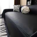 vctops Waterproof Thick PU Leather Sofa Covers for Sectional Sofa Luxury Couch Cover for Dogs Loveseat Covers Futon Cover L Shaped Cover Wipeable Couch Protector (Black,71"x71")
