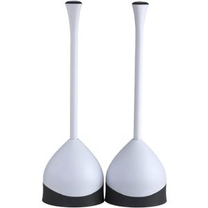 Clorox Toilet Plunger with Hideaway Caddy, Set of 2  For Bathroom Organization and Storage, Bathroom Accessories, Toilet Unclogger, with Holder, White