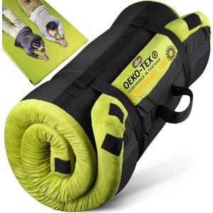 Thick Memory Foam Camping Mattress Sleeping Pad [Car/Tent/Cot] 3'' Portable Floor Play Mat Roll Up for Guests Kids Adults Sleepover Travel [Full: 75 * 54 2023 Upgraded], Avocado Green