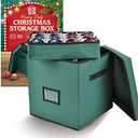 Holiday Cheer Premium Christmas Ornament Storage with 4 Tray – Christmas Storage Container with Dividers Perfect for Holiday Decorations– Fits 64 Holiday Ornaments – Tear-Proof Fabric