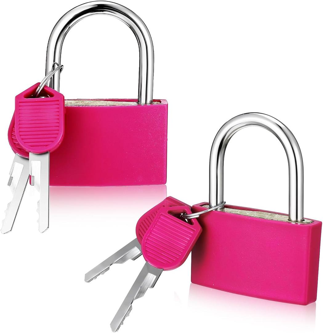 Gjinxi 2Pcs Gym Locker Lock with Key, Aluminum Pink Locker Lock with 1.65inch Wide, Waterproof Locker Padlock for Shed, Gate, and Storage Unit
