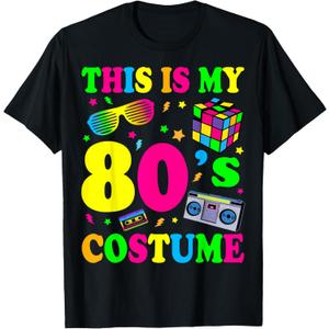 This Is My 80s Costume T-Shirt 80's 90's Party T-Shirt (Black), S
