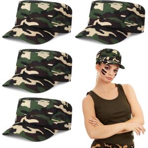 Unisex Cotton Military Cadet Hat Adjustable Army Hat Foldable Camo Baseball Cap for Men & Women