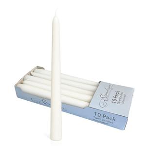 Stonebriar Tall 10" White Unscented 8 Count Taper Candles, 7 Hour Burn Time