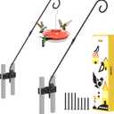 iBorn Fence Deck Hook Rail Heavy Duty Hummingbird Feeder Hanger 28 Inch Railing Hanging Hook for Bird Feeder, Suet Baskets, Planters, Wind Chimes, Solid Wire, 180 Degree Rotary, Pack of 2